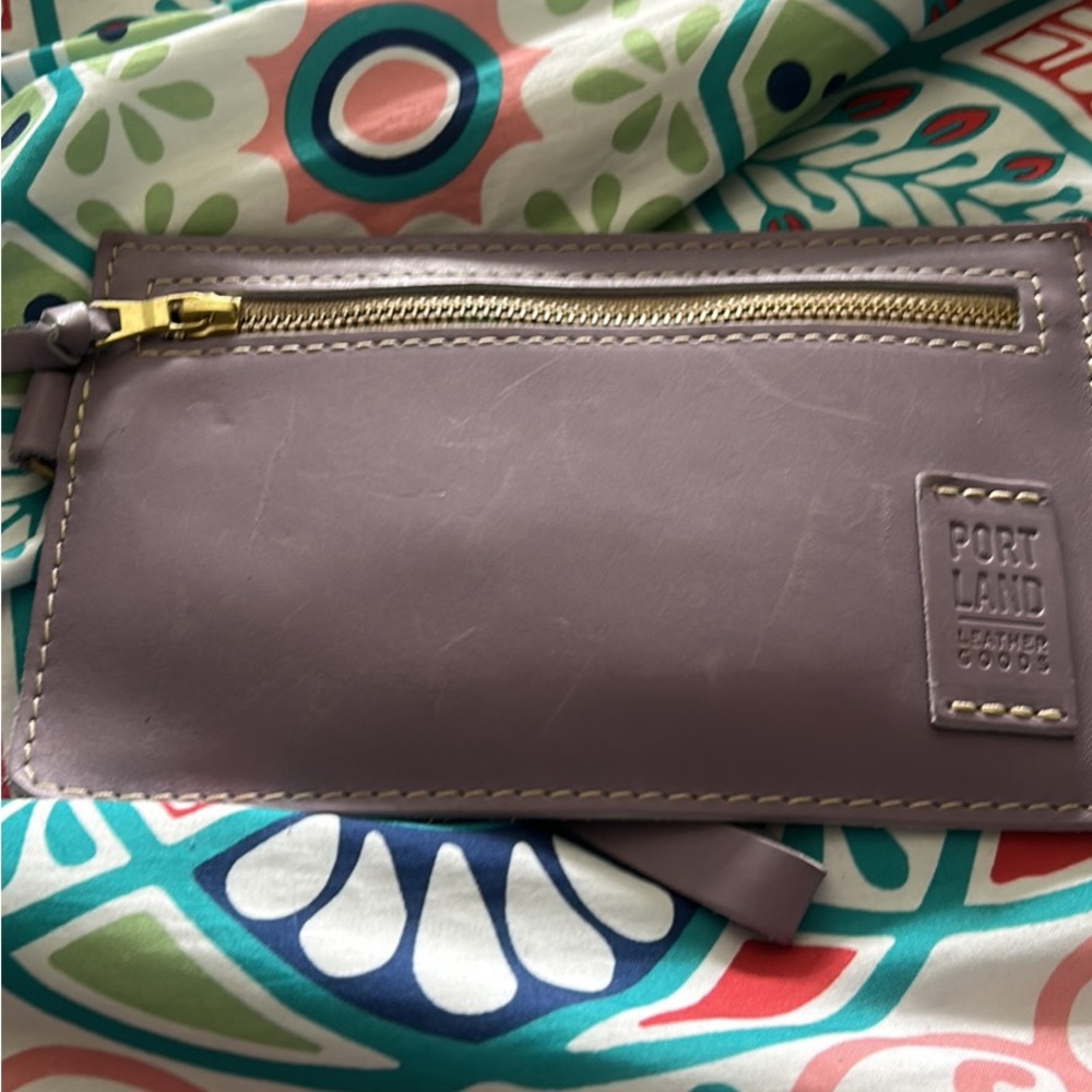 Portland leather lavender wristlet